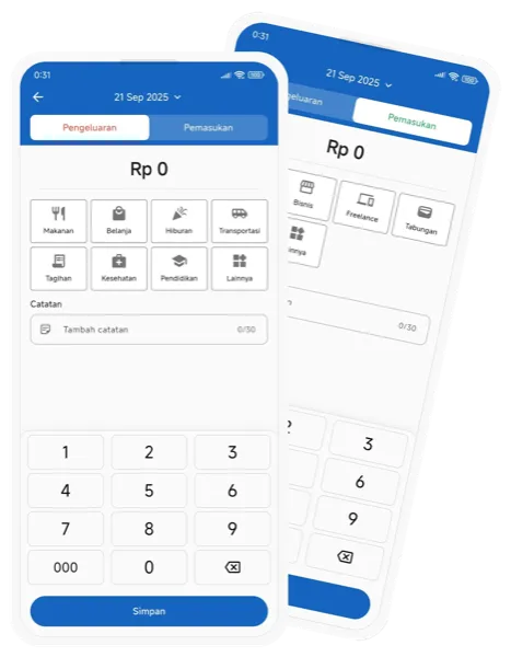 Tampilan form tambah transaksi di aplikasi Catatku