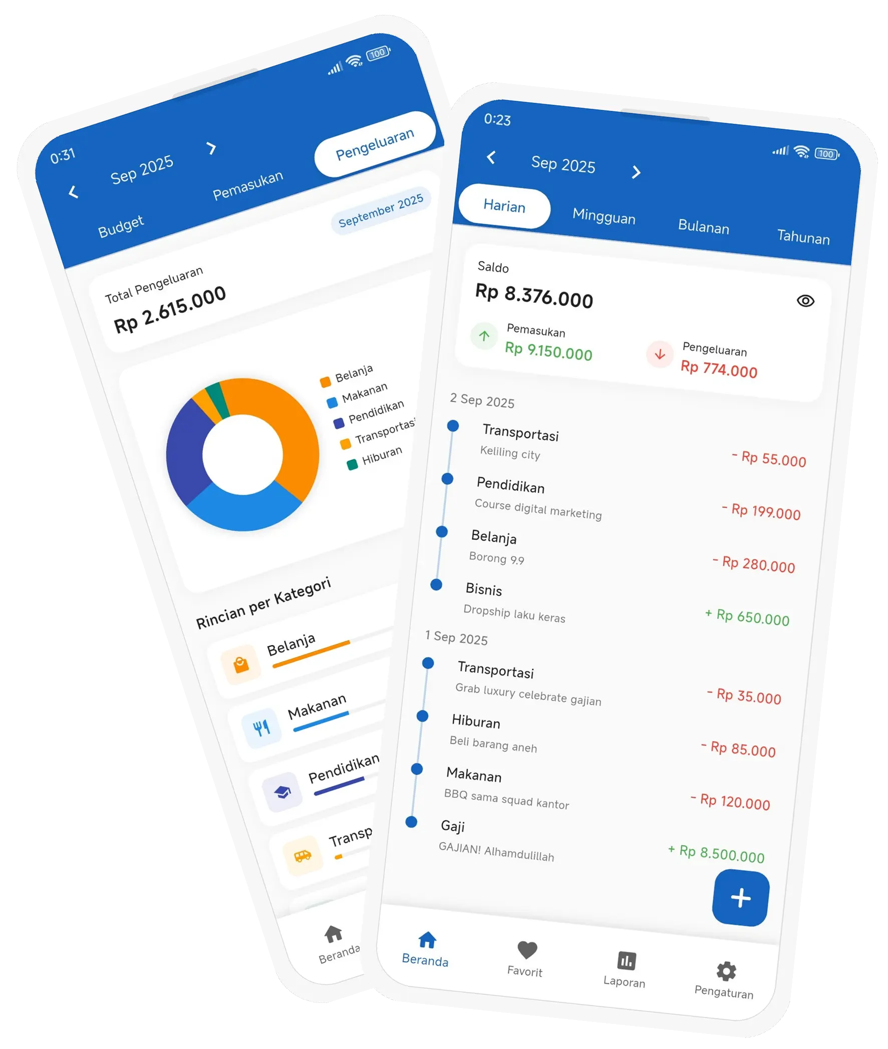 Tampilan aplikasi Catatku untuk pencatatan pengeluaran harian